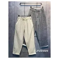 在飛比找蝦皮購物優惠-2F041005韓國新款簡約復古寬鬆格紋線條褲