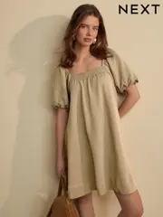 Sage Green Textured Seer Sucker Smock Dress (AF5826) | $68