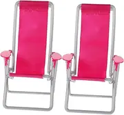 VICASKY 2Pcs Mini Simulation Folding Beach Chair for Home Decor Miniature Gardens and Landscape Ornaments for Bookshelf and Desk Display Craft
