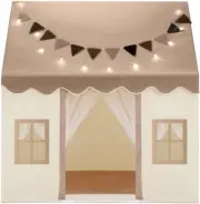 Kids Play Tent Playhouse with Mat Star Lights Banner Door Windows, Childrens Pla