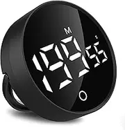 Simpeak 199-Minute Rechargable Timers with Large LED Display, Adjustable 3 Alarm Volume, Magnetic Countdown Countup Timer with Stand for Kitchen Cooking Workout Classroom Studying, Black