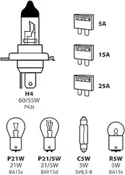 Lampa 58152 Kit of Spare Bulbs, Halogen H4 12 V 8 Pieces)