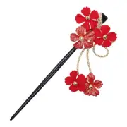 Kamakura Craft Aoi Kanzashi Hairpin Red Flower Design Hair Accessory