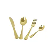 Randy & Travis Machinery 24 Piece Gold Cutlery Flatware Stainless Steel Silverware Set Reflective Mirror Finish Cutlery Sets