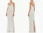MAC DUGGAL 93551 LATTICE BEADED SPAGHETTI STRAP WHITE COLUMN GOWN sz 4