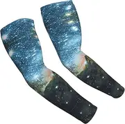 [FSCEV] Galaxy Space. (2) Sun Protection Arm Sleeves Outdoor Essentials Cooling Compression Golf Hiking Cycling