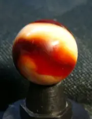 Vintage AKRO Agate Marble, Chocolate & White Corkscrew Pattern Mint