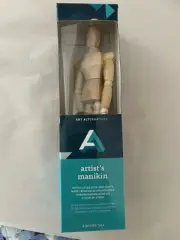 Artists Manikin 8” Tall Wood Articulated Body And Joints Mounted On A Stand 20cm