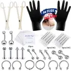 HOT 42 Pcs Professional Body Piercing Tool Kit Ear Nose Navel Nipple Needles Set