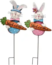 Rabbit Garden Stake Decorative Easter Yard Stake,Rabbit Metal Yard Art Decor*