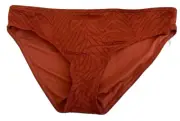 ROXY Wild Babe Bikini Bottom Sz L Zebra Jacquard Full Coverage in Marsala NEW
