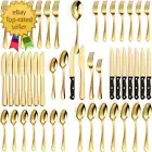 49 Piece Gold Silverware Set for 8 Stainless Steel Gold Flatware Serving Set