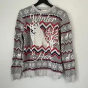 Game of Thrones Sweater L Grey Winter is Here Jon Snow NEW NWT