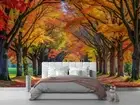 3D Road Tree Grass Glod Self-adhesive Removeable Wallpaper Wall Mural