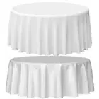 Round Satin Tablecloths White Overlay Cover Bright Smooth Fabric Table Cloth for