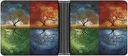 [QSKDLAC] Leather Wallet Slim Durable Credit Card Holder Personalized Four Season Tree of Life Printing Wallet For Men & Women Perfect For Work Travel, style, One size, Foldable Pu Wallet