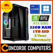 Gaming Intel Core i9 NVIDIA RTX 3060 32GB DDR4 Ram 1TB SSD Desktop Computer PC
