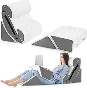 6pcs Orthopedic Bed Wedge Pillow Set for Sleeping, Post Surgery Foam for Body, Back and Leg Pain Relief Comfortable & Adjustable Support Pillows-Anti Snoring (Grey, 6 Piece Set)