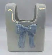 Target Bullseye’s Spring Iridescent Purse Vase With Blue Bow 6.5"H NEW 2025