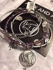 Alex and Ani Amethyst Because I Love You 3 Bangle Set