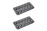 2x Mastercraft 40cm Heavy Base 12-Cup Non-Stick Madeleine Pan Baking Mould Black