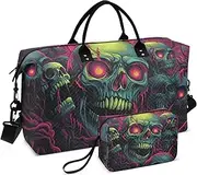 [XYMZR] Zombie Skulls Scary Large Travel Duffel Bag, Sports Tote Gym Bags, Shoulder Weekender Overnight Bags for Women Men, Multi-Colored, Artistic