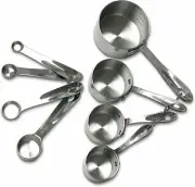 New ALL-CLAD Stainless Steel Standard Size 4 Piece Measuring Cups & 4 Spoons Set