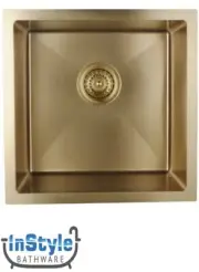 Single Bowl-Top/Undermount Kitchen Sink-440x440x205mm- BRUSHED YELLOW GOLD