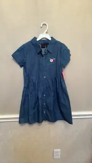 Cynthia Rowley Dress Girls Apple Embroidered Blue Size L (10-12)