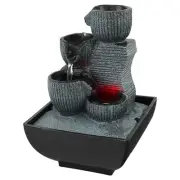 Indoor Water Feature LED Lights Tabletop Fountain Resin Statues Home Decor↘