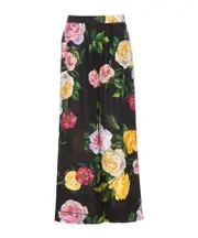 Dolce Gabbana Rose Printed Elastic Waist Trousers IT42 Black