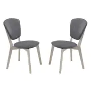 Set of Two - Helga Dining Chairs - White Wash Frame - Stone Grey Seat