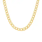 9ct Gold 45cm Hollow Pave Bevelled Curb Chain