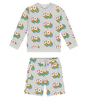 [Stella McCartney Kids] Stella McCartney Kids Printed cotton sweatshirt and shorts set Y 3 grey