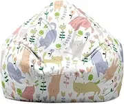 Bean Bag Chair Cover, Lukery Stuffed Animal Storage Bean Bag Chair Cover Kids Adults(No Filler), Cat Print Bean Bag Covers Sofa Gaming Storage Bag Indoor Lazy Lounger (100x120cm,Cute Cat)