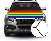 Tobethay Rainbow Hood Cover Flag - 63x51 IN Funny Pride Decorations Hood Cover Flag for LGBTQ Car Decorations, Car Bonnet Banner Car Cover Flag with 2 Pack Adjustable Triangular Fasteners