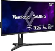 ViewSonic Omni VX3418-2KPC 34inch WQHD 3440x1440p 144Hz 1ms 1500R Curved Gaming Monitor, HDR10, AMD FreeSync Premium, Flicker-Free, HDMI, DP, Speakers