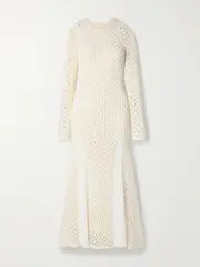 [Diotima] Diotima - Anansi Paneled Crocheted And Stretch-knit Maxi Dress - Ivory - 1 1 Ivory