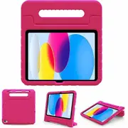 For Apple iPad 10th Gen kids Case, 10th Generation 10.9 inch 2022 Case, Kickstand Shockproof Protective Rugged Stand Kids Friendly Cover (Hot Pink)