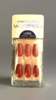 Dashing Diva WATERMELON RED Magic Press On Nails LONG COFFIN Glossy