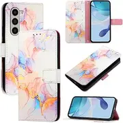 Scratch Proof Card Slots Wallet Clip Phone Shell Compatible with Samsung Galaxy Z Fold6 GalaxyZFold6 Leather Case Magnetic Flip Cover Anti-Fall Marble Housing (3,Samsung Z Fold 6)