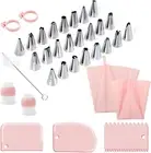 34 PCS Piping Bag Tips Set, Piping Nozzles Cake Decorating Tool with Scraper Cle
