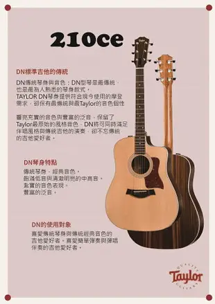 【非凡樂器】Taylor 【210CE】美國知名品牌電木吉他 / 公司貨