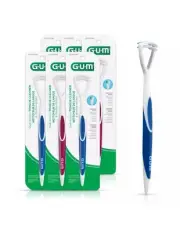 6-Pack GUM Dual-Action Tongue Cleaner, Tongue Scraper + Brush