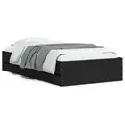 Wooden Bed Frame with Under Storage Drawers Black Single Size 90x190cm