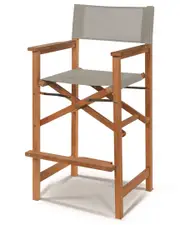 Curated Maison Directeur Teak Outdoor Bar Height Stool With Taupe Dura Sling Back And Seat NoSize Brown
