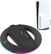 Vertical Stand for PS 5 Consoles, Base Stand for PS 5 Slim Console Disc and Digital, Enhanced Cooling System, 14 Adjustable Lighting Modes, Space Saving, Easy to Install