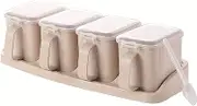 Plastic Spice Pots Spice Container with Lid,Set of 3 Condiment Pots Transparent Lid Spice Pots Square Seasoning Box Set