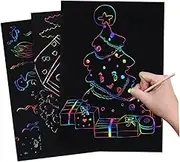 HEALSOPTHY 10pcs Scratch Paper Set Creative Scratch Painting Papers with Pens Stencils for Development and Unique Home Decor