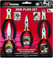 PK Tools Mini Plier Set 5pc Long, Bent, Flat Nose, Side & End Cutter